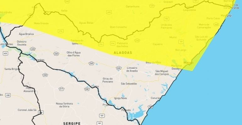 Alerta de chuvas intensas: Inmet emite avisos para Alagoas e estados vizinhos