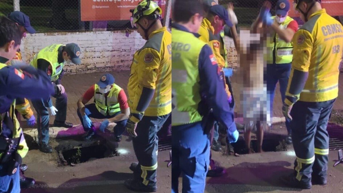 Homem nu é resgatado após fuga por tubulação em SC