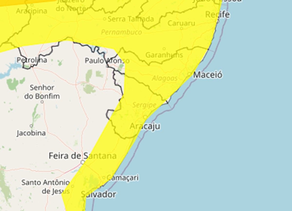 Alagoas: alerta de chuvas para Maceió e 97 cidades