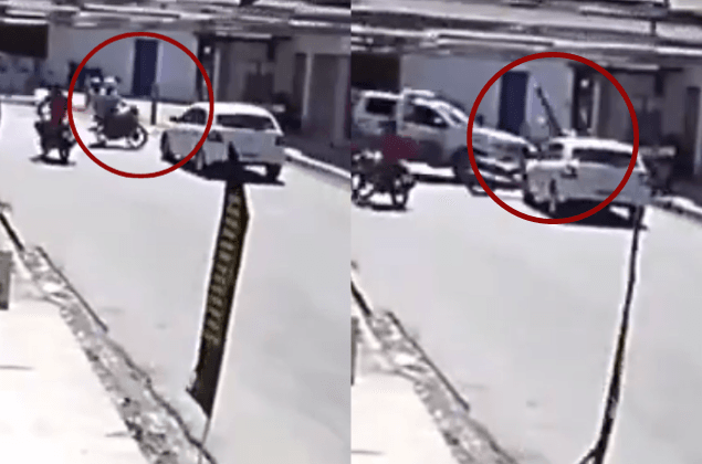 Vídeo: suspeitos de furto de moto batem em carro e em viatura da PM durante fuga, em Maceió