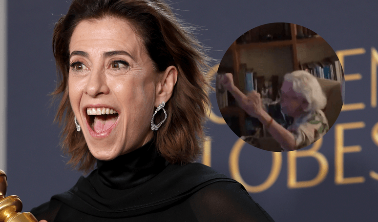 A reação de Fernanda Montenegro ao ver a filha, Fernanda Torres, ganhar o Globo de Ouro vai te emocionar... Vídeo!