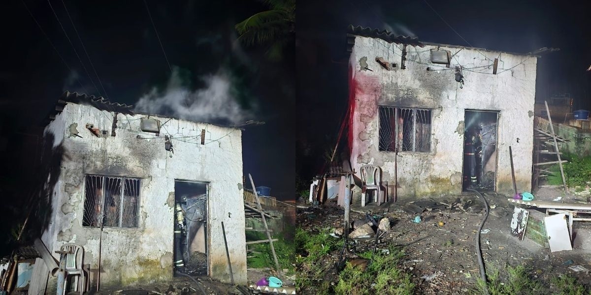 Incêndio destrói casa no bairro do Prado em Maceió