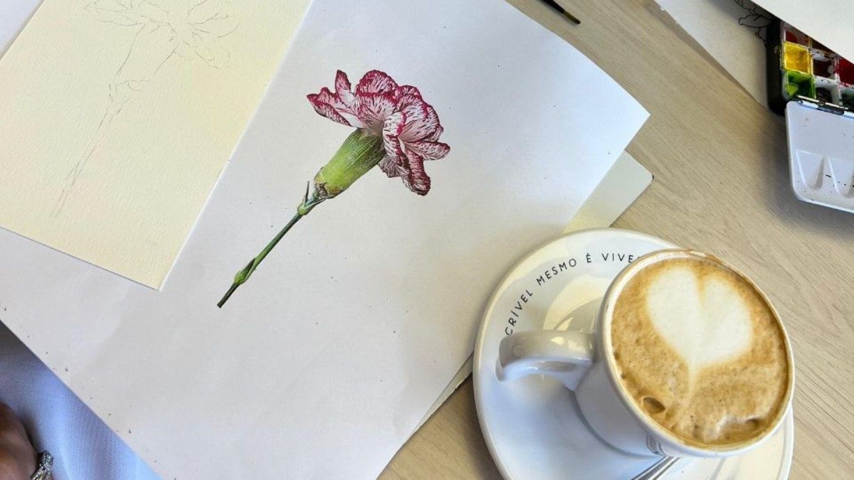 Aulas de aquarela em cafeterias de Brasília encantam clientes