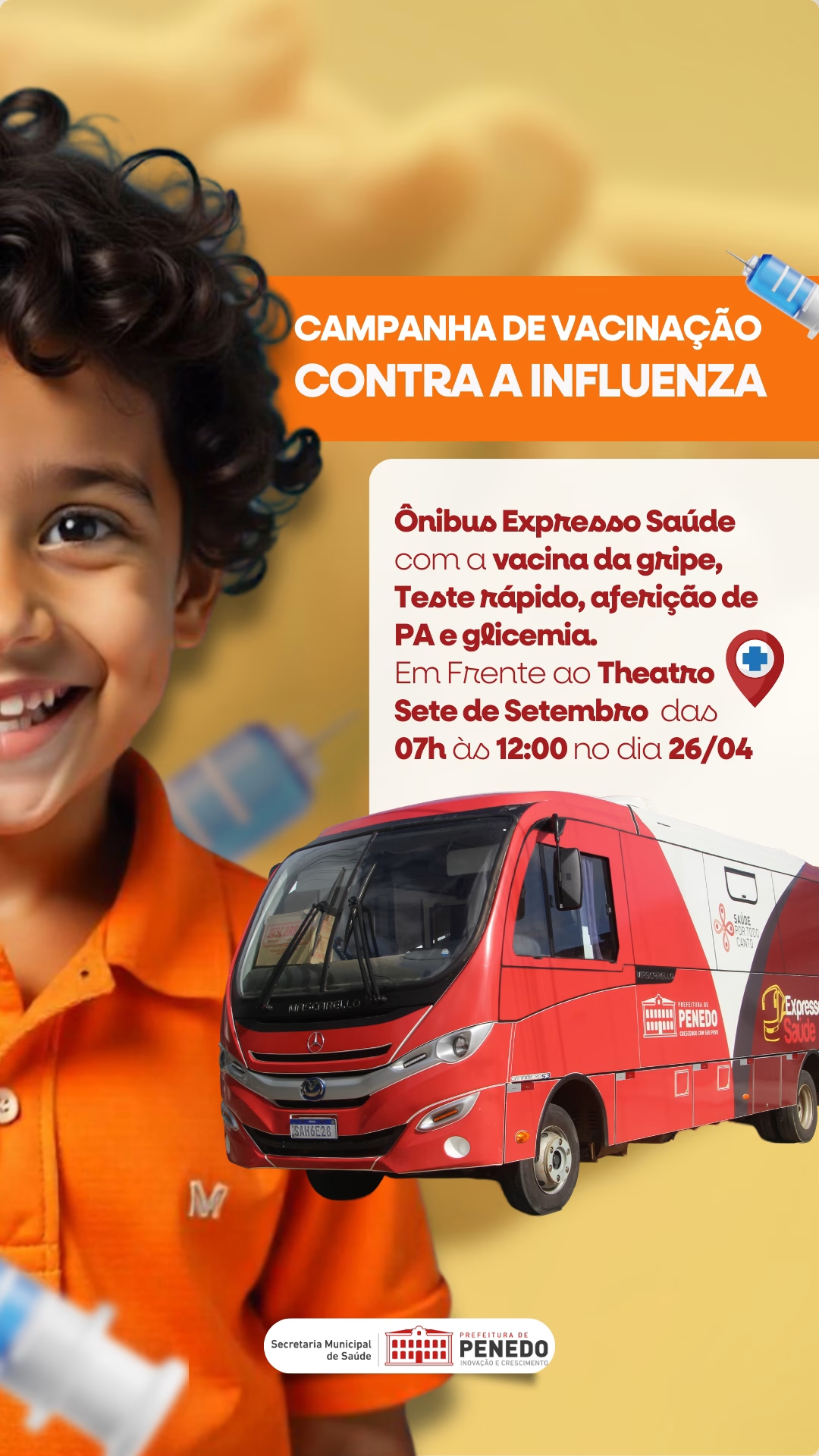 Vacinação contra a gripe em Penedo no sábado, 26