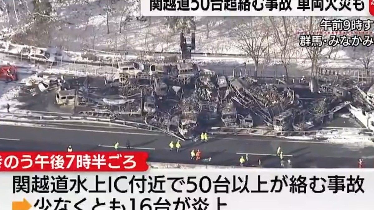 Engavetamento com 67 veículos causa mortes no Japão