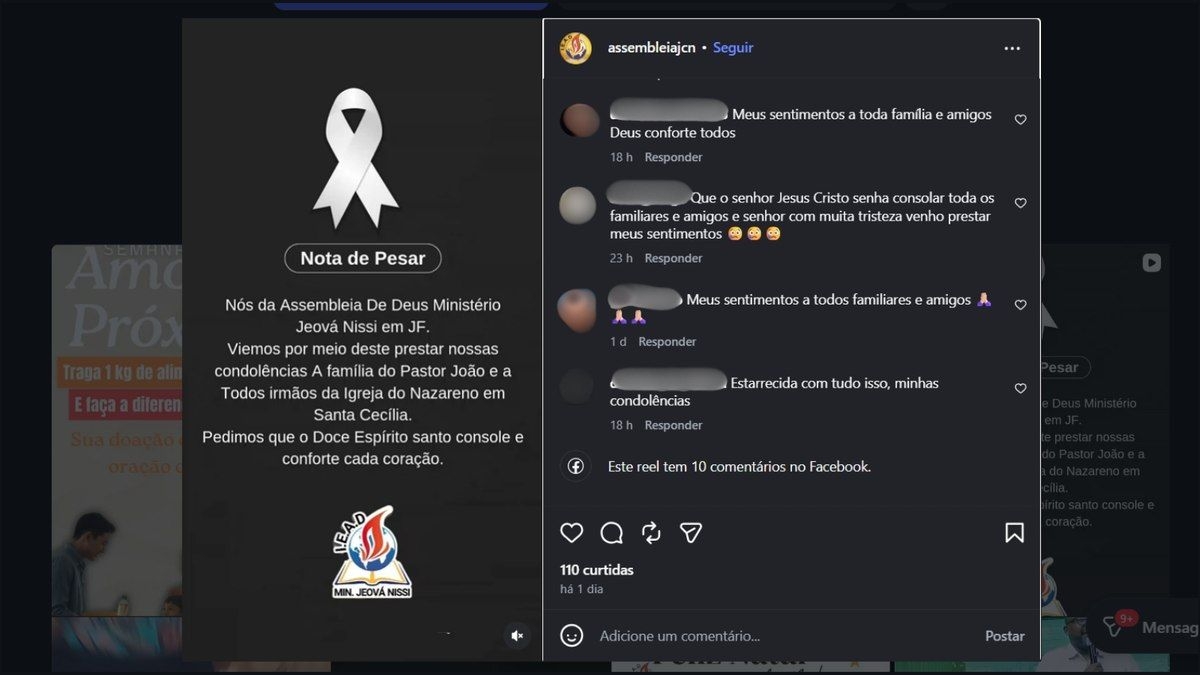 Igreja presta homenagens a pastor morto em chacina