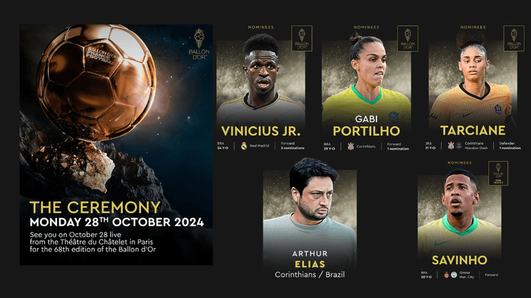 Bola de Ouro: Vini Jr. e outros quatro brasileiros são indicados