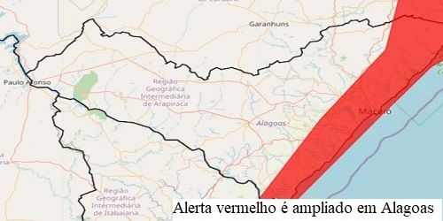 Semarh emite alerta para chuvas fortes e rajadas de vento em Alagoas