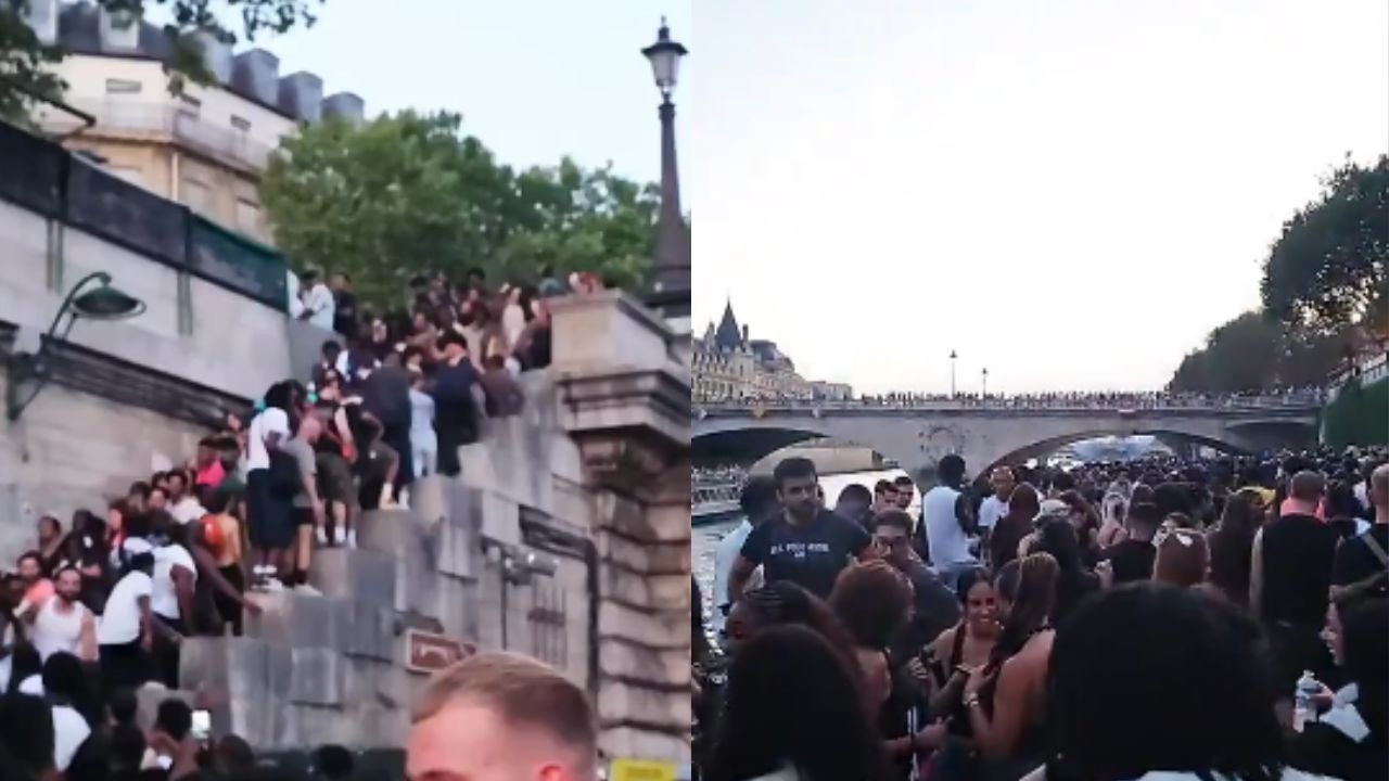 Calor em Paris provoca aglomeração no Rio Sena