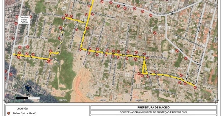 Bloqueio de ruas dos bairros afundados em Maceió serão feitos nesta segunda