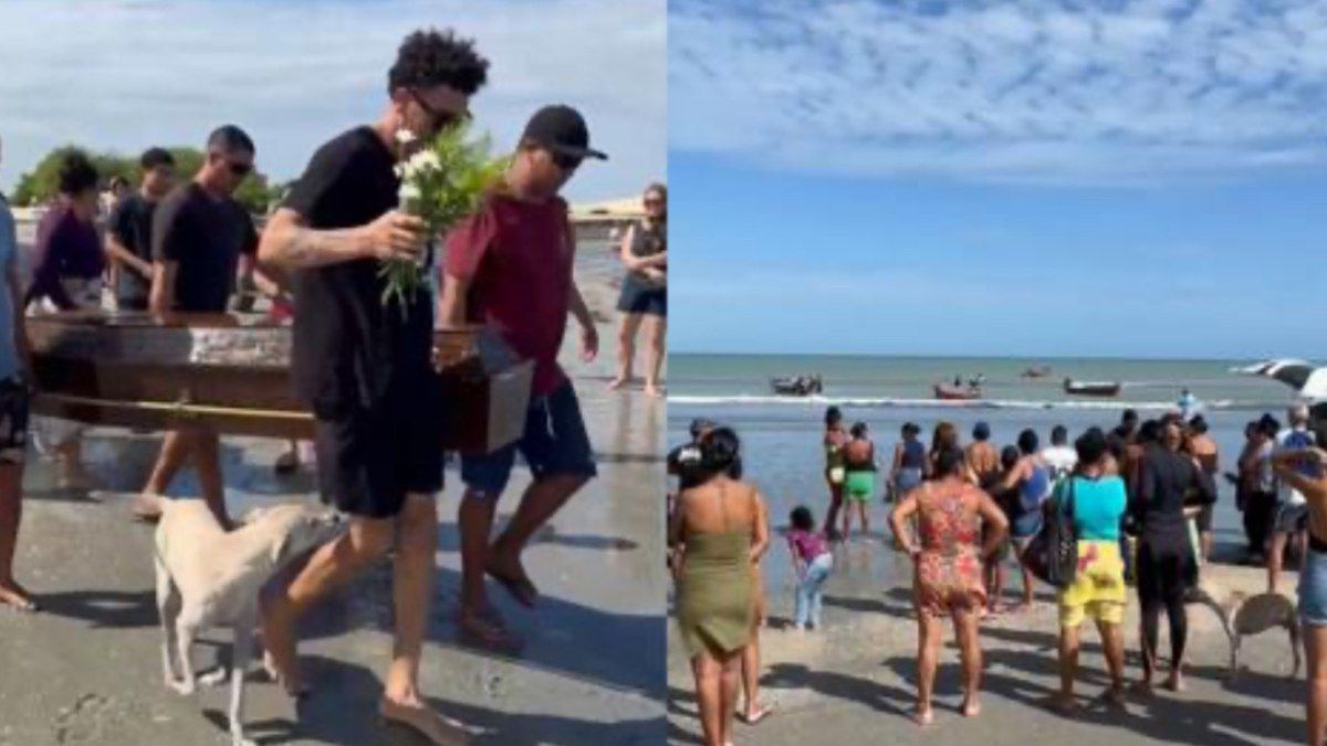 Pescador é homenageado em cortejo fúnebre no mar