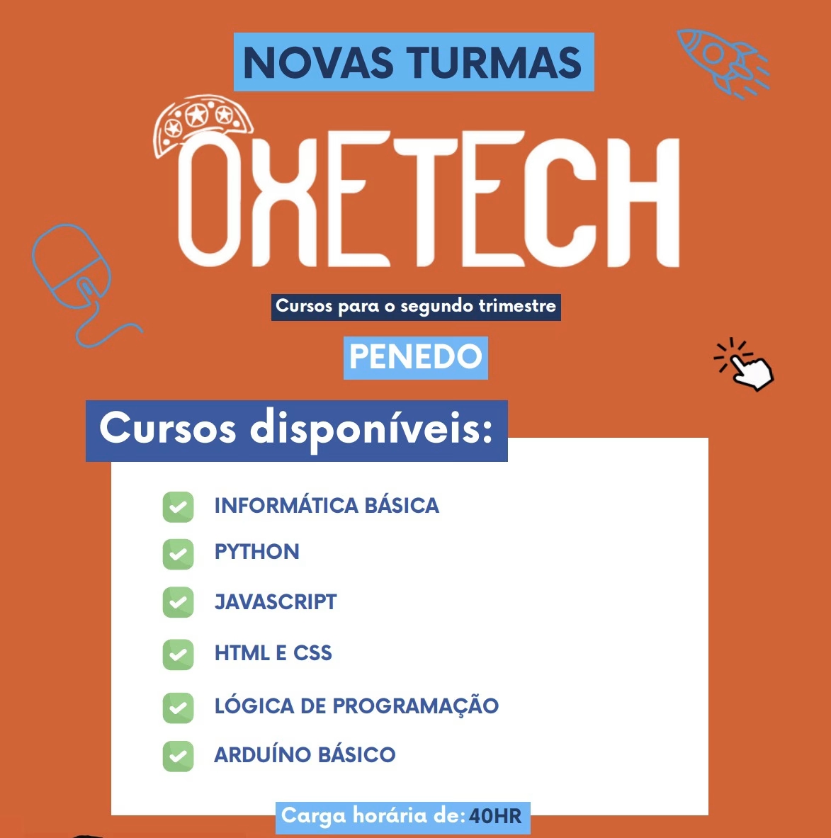 Novas turmas de cursos gratuitos de tecnologia em Penedo