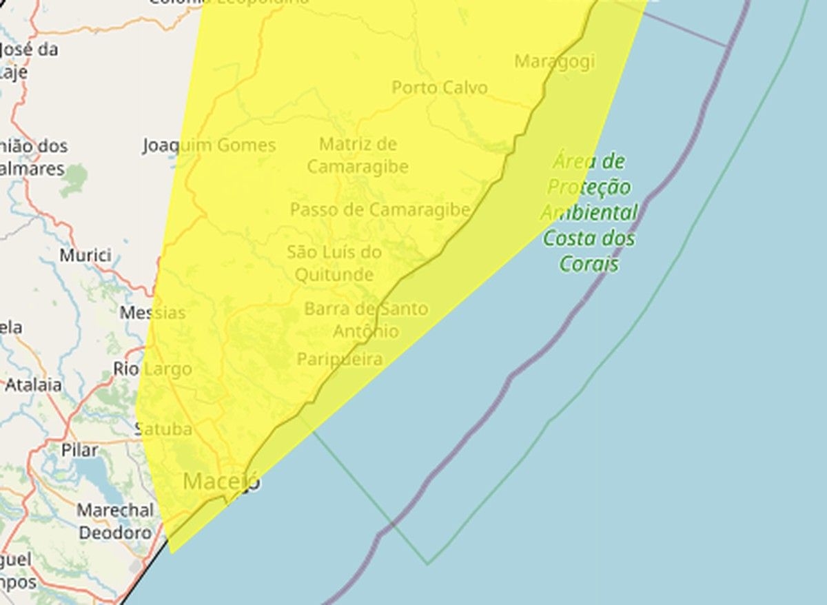 INMET alerta sobre fortes chuvas em Alagoas