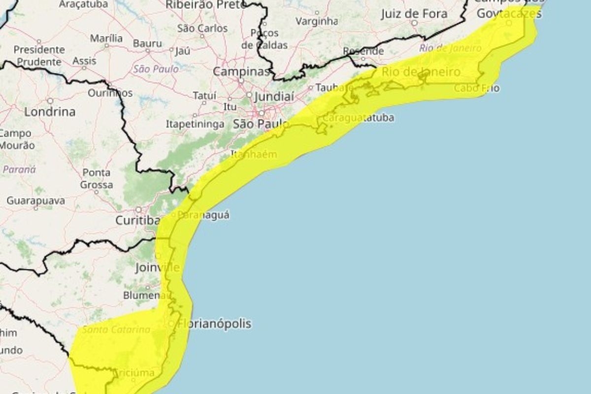 Alerta para ventos costeiros no Vale do Paraíba e Litoral Norte