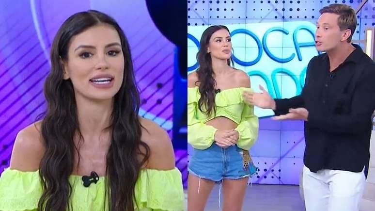 Apresentadora do 'Fofocalizando', Gaby Cabrini exibe bumbum com look branco