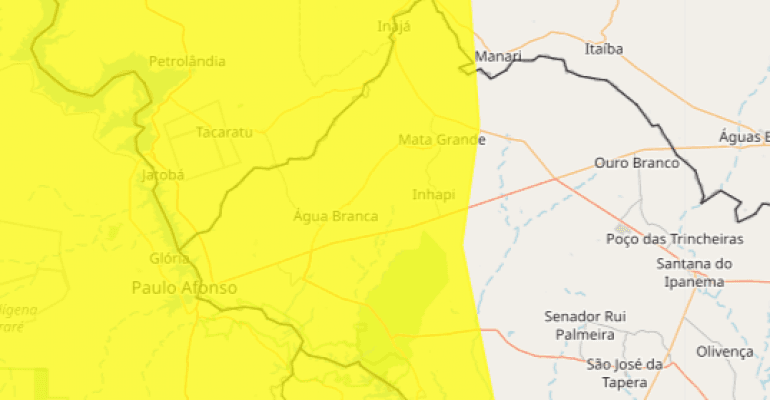 Chuvas intensas: Inmet emite aviso para municípios do Sertão de Alagoas