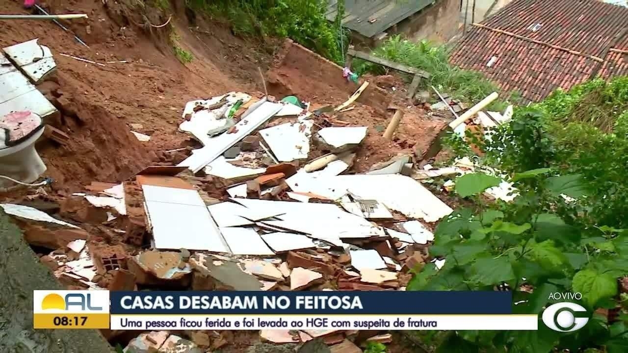 Deslizamento de barreira em Maceió atinge adolescente e casas