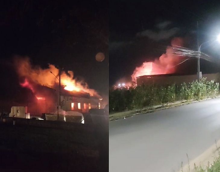 Fogo destrói fábrica de estofados e assusta população, em Arapiraca