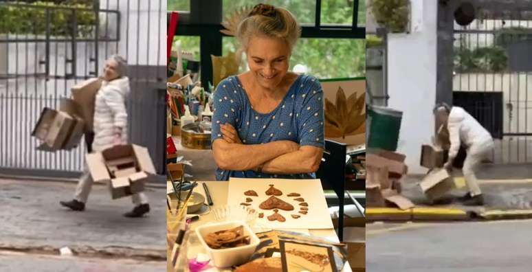 Veja o que Regina Duarte faz com o papelão recolhido nas ruas de SP