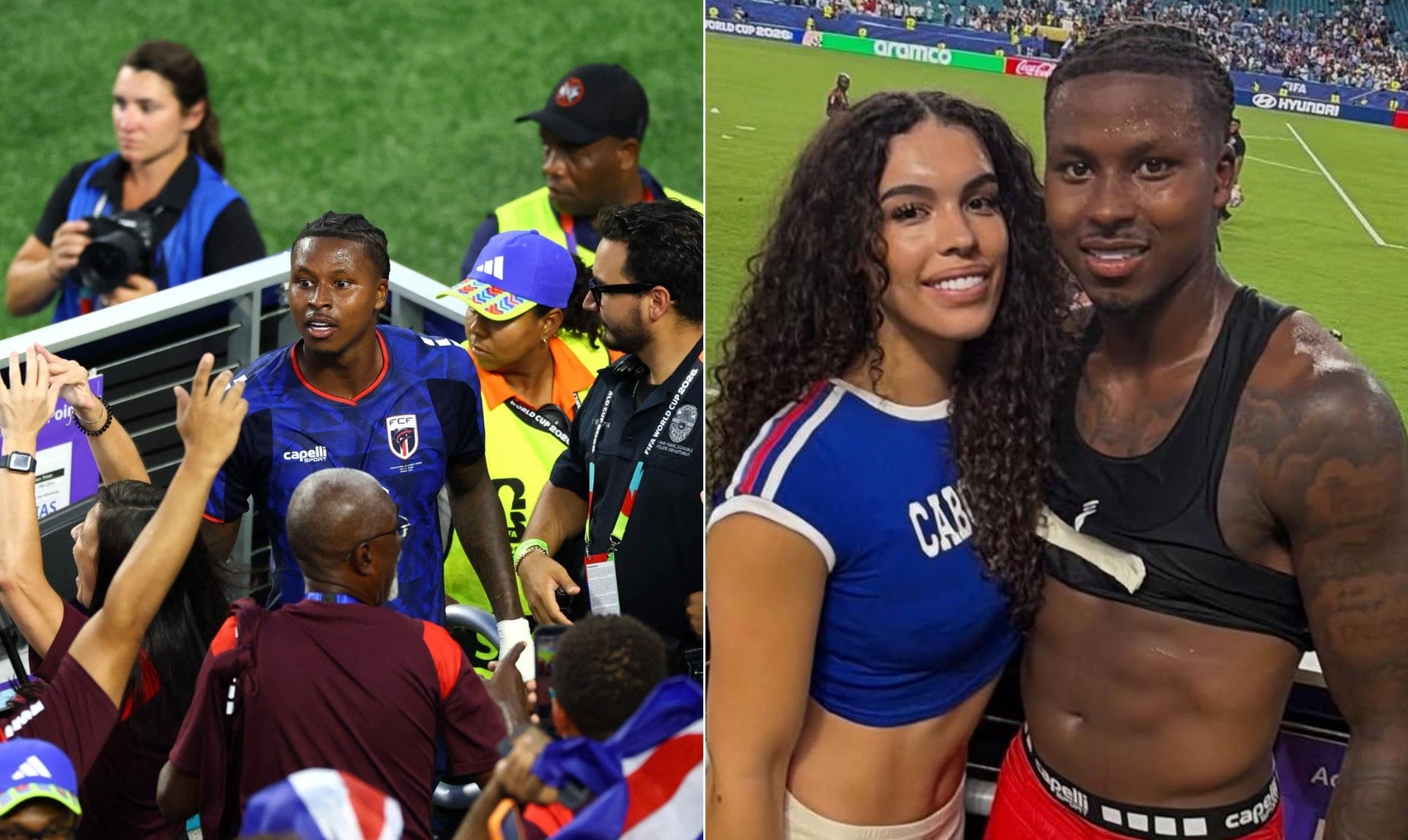 Jogador de Cabo Verde abraça namorada na Copa do Mundo