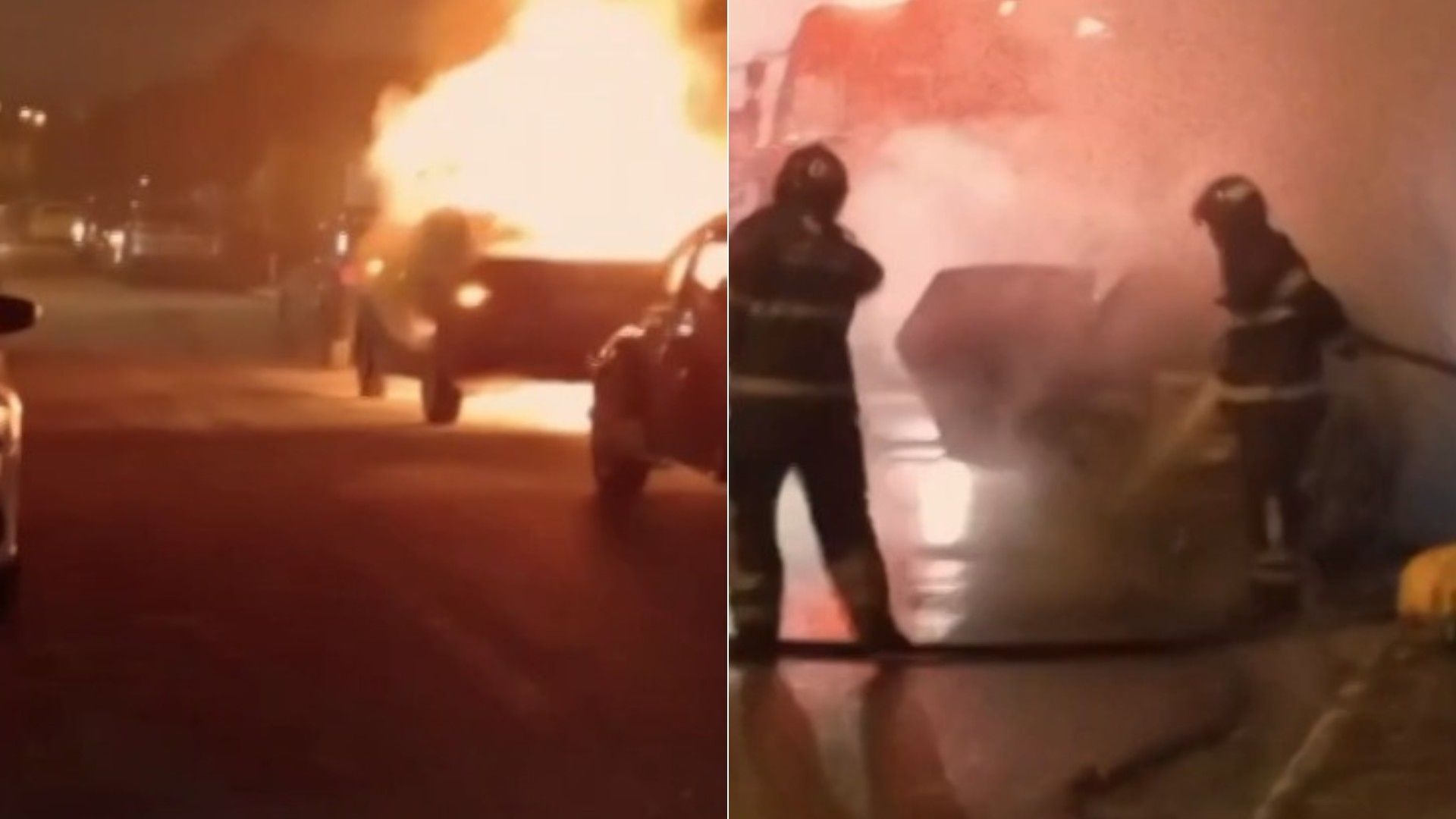 Motorista estaciona em cima de fogueira e carro pega fogo