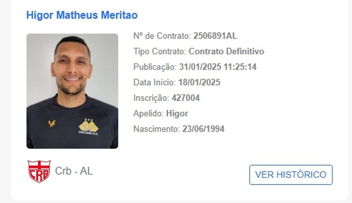 Higor Meritão é a nova contratação do CRB